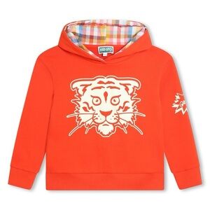 Kenzo Vibrant Red Kids Hoodie with Tiger Motif